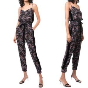 ANTHROPOLOGIE Cinq A Sept Amia Silk Floral V-Neck Jumpsuit Size XS